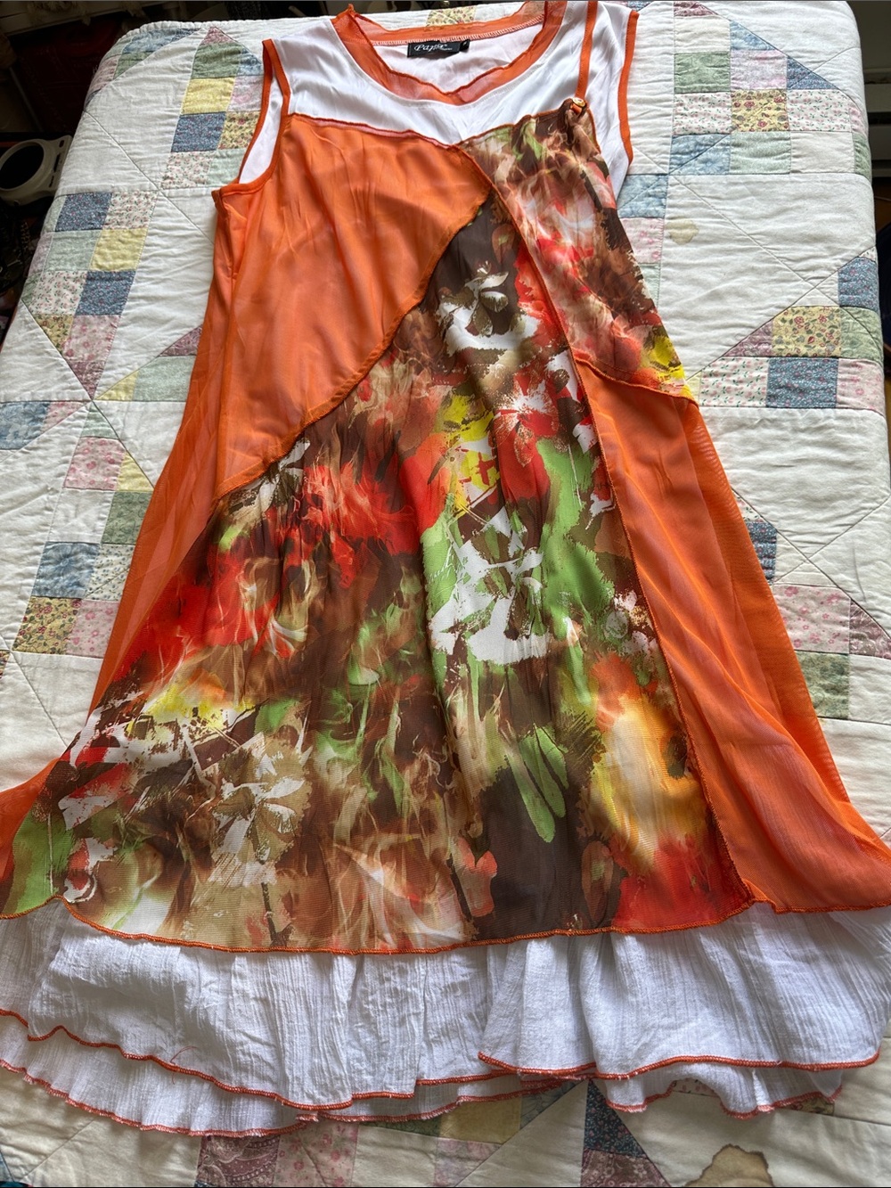 W—Papa Vancouver Orange Sheer Floral Dress